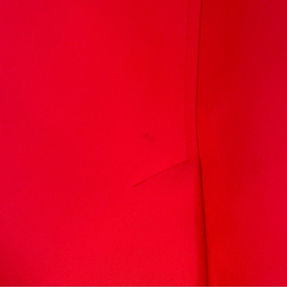 ASOS DESIGN Petite Frill Bonded Red Pink Ruffle Double Breasted Trench Coat 6 - Picture 8 of 14